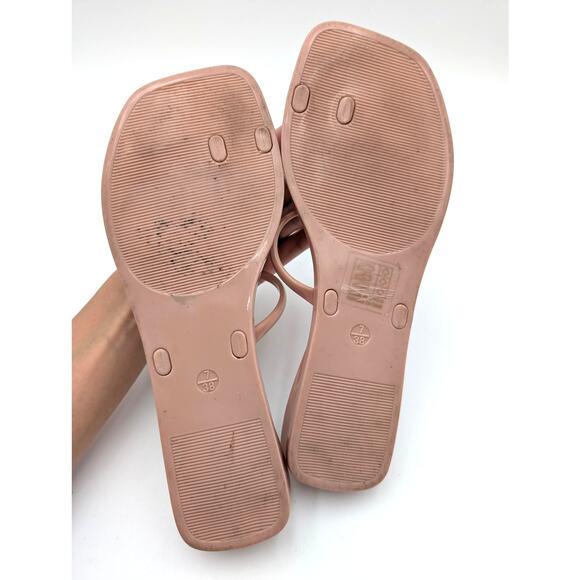 Jeffrey Campbell Balia Jelly Toe Ring Jewel Wedge Sandal Nude Size US7 EU38 - Picture 7 of 11